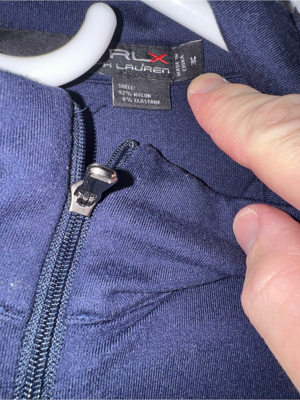 RLX Ralph Lauren Navy Blue Half-Zip Pullover with White Stripe - Picture 2 of 5